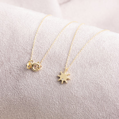Sun Necklace with Real Diamond | 14K Solid Gold Pendant Queen Jewelry Necklace
