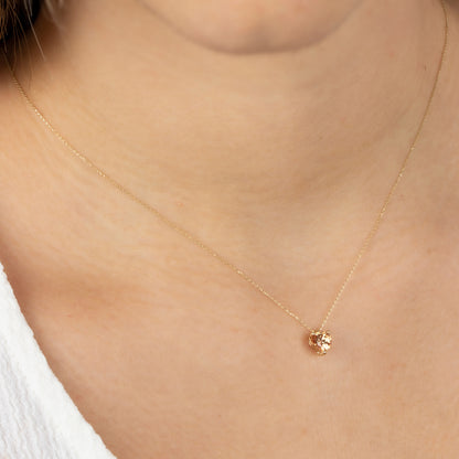 Citrine Heart Necklace 8K/10K/14K Solid Gold, November Birthstone