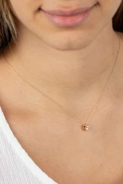 Citrine Heart Necklace 8K/10K/14K Solid Gold, November Birthstone