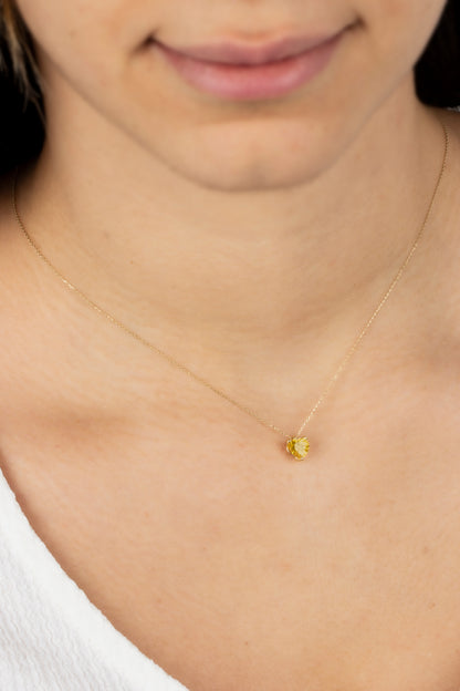 Yellow Topaz Heart Necklace 8K/10K/14K Solid Gold, November Birthstone