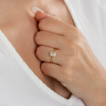 White Topaz Rectangle Ring with Real Diamonds, 14K Solid Gold