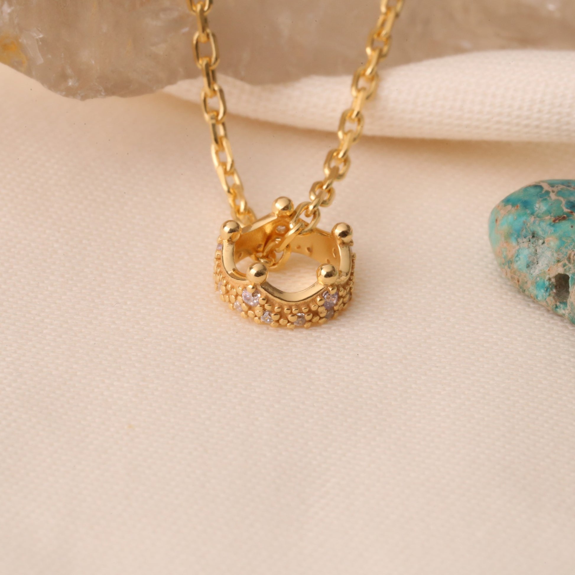 Crown Alexandrite Necklace in 14K Solid Gold with Real Diamonds | June Birthstone Queen Jewelry Necklace