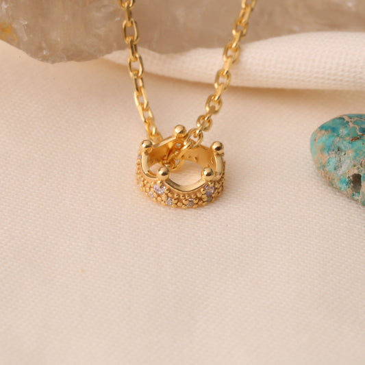 Crown Alexandrite Necklace in 14K Solid Gold with Real Diamonds | June Birthstone Queen Jewelry Necklace