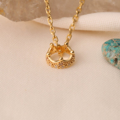 Crown Citrine Necklace in 14K Solid Gold with Real Diamonds | November Birthstone Queen Jewelry Necklace