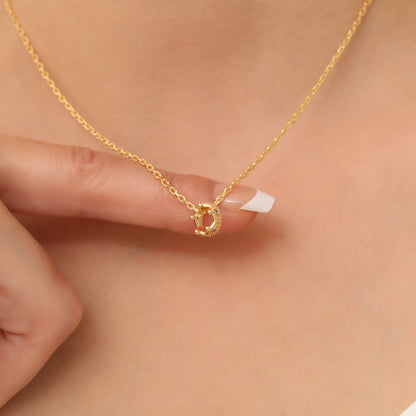 Crown Amethyst Necklace in 14K Solid Gold with Real Diamonds | February Birthstone Queen Jewelry Necklace