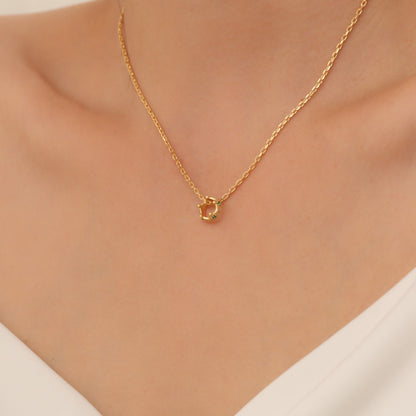 Crown Emerald Necklace in 14K Solid Gold with Real Diamonds | May Birthstone Queen Jewelry Necklace