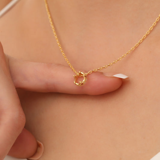 Crown Garnet Necklace in 14K Solid Gold with Real Diamonds | January Birthstone Queen Jewelry Necklace