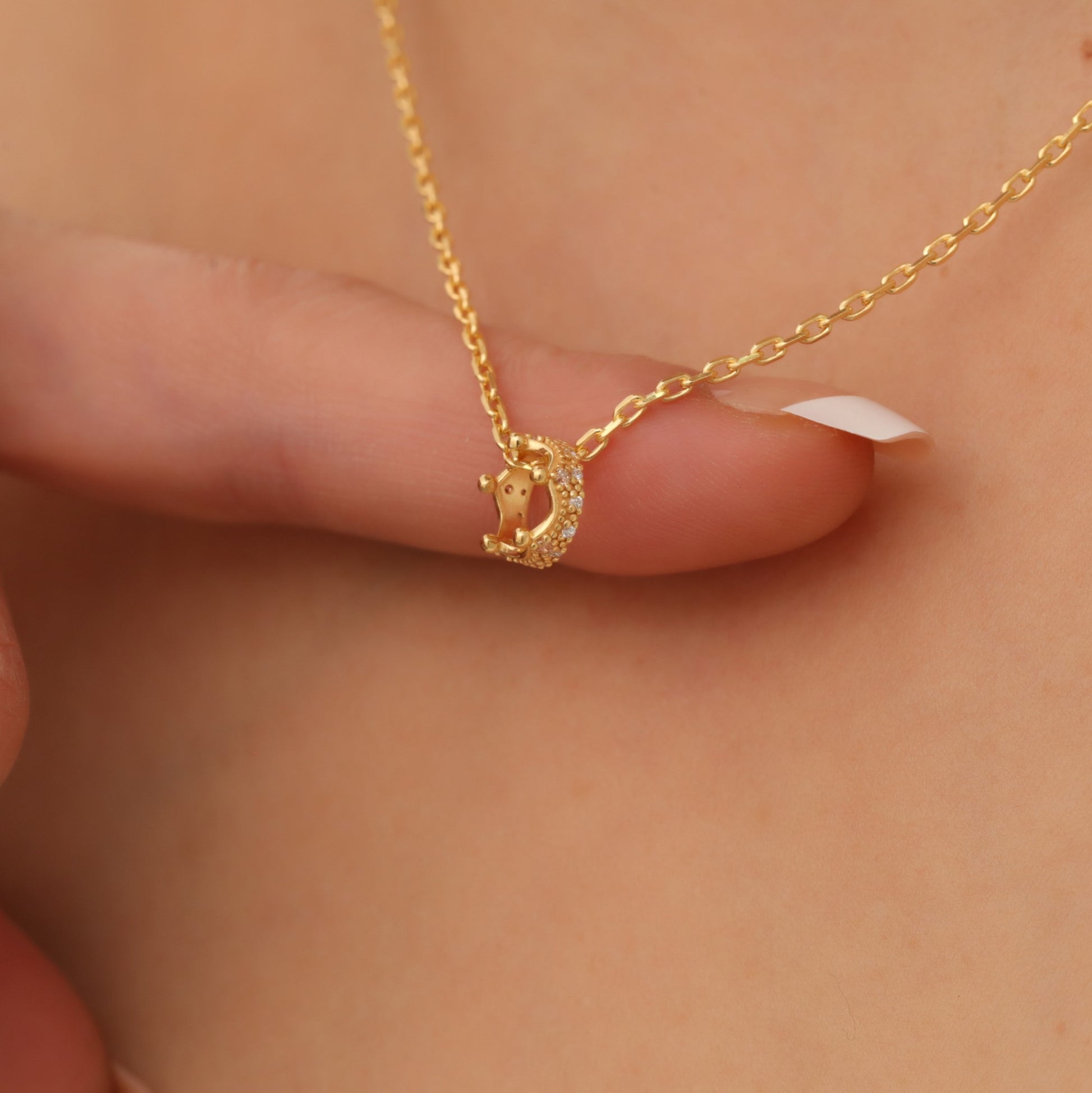 Crown Citrine Necklace in 14K Solid Gold with Real Diamonds | November Birthstone Queen Jewelry Necklace