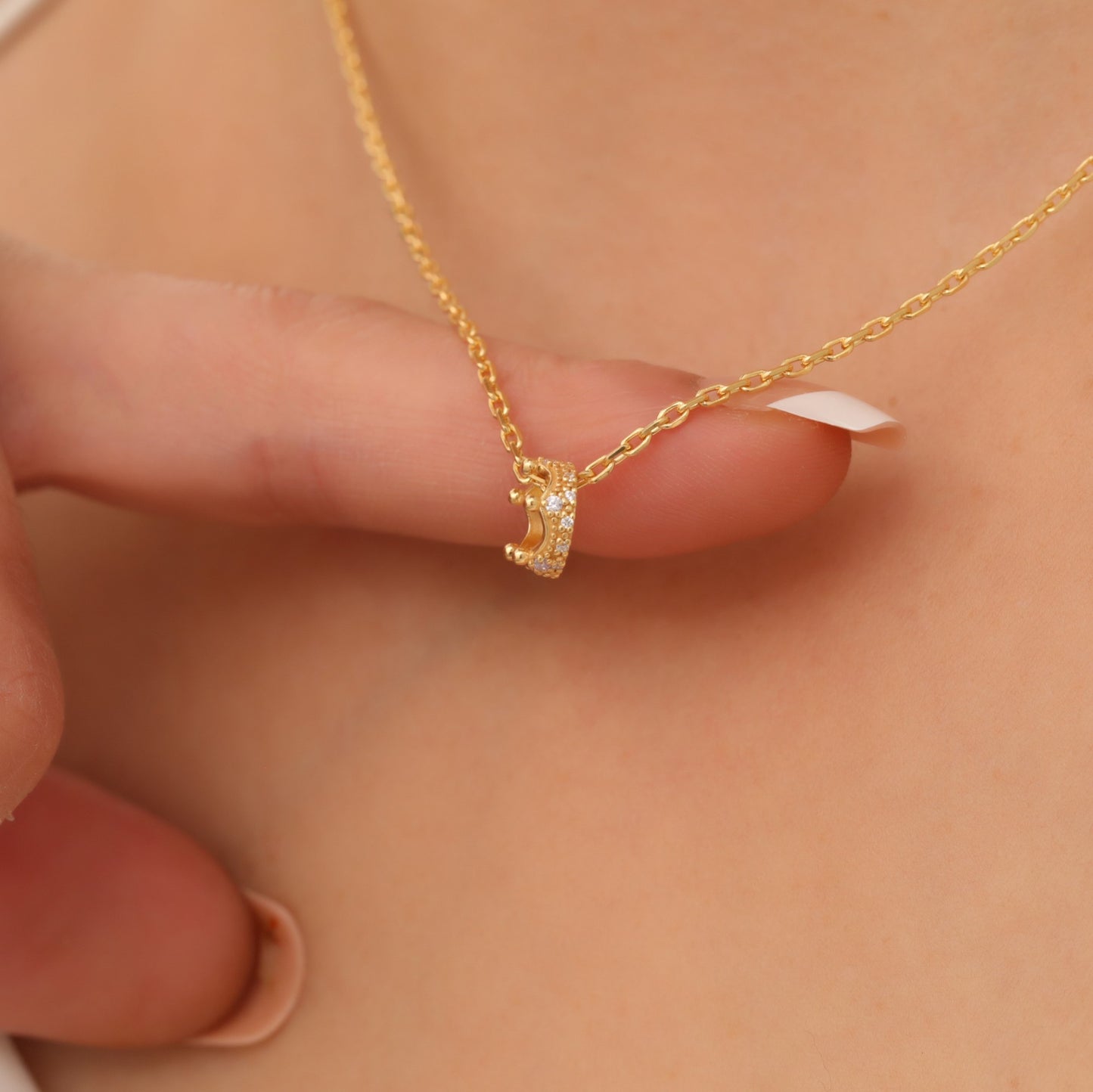 Crown Alexandrite Necklace in 14K Solid Gold with Real Diamonds | June Birthstone Queen Jewelry Necklace