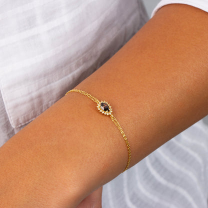Teardrop Smoky Quartz Bezel Bracelet in 8K/10K/14K Solid Gold Surrounded with Real Diamonds, November Birthstone Jewelry