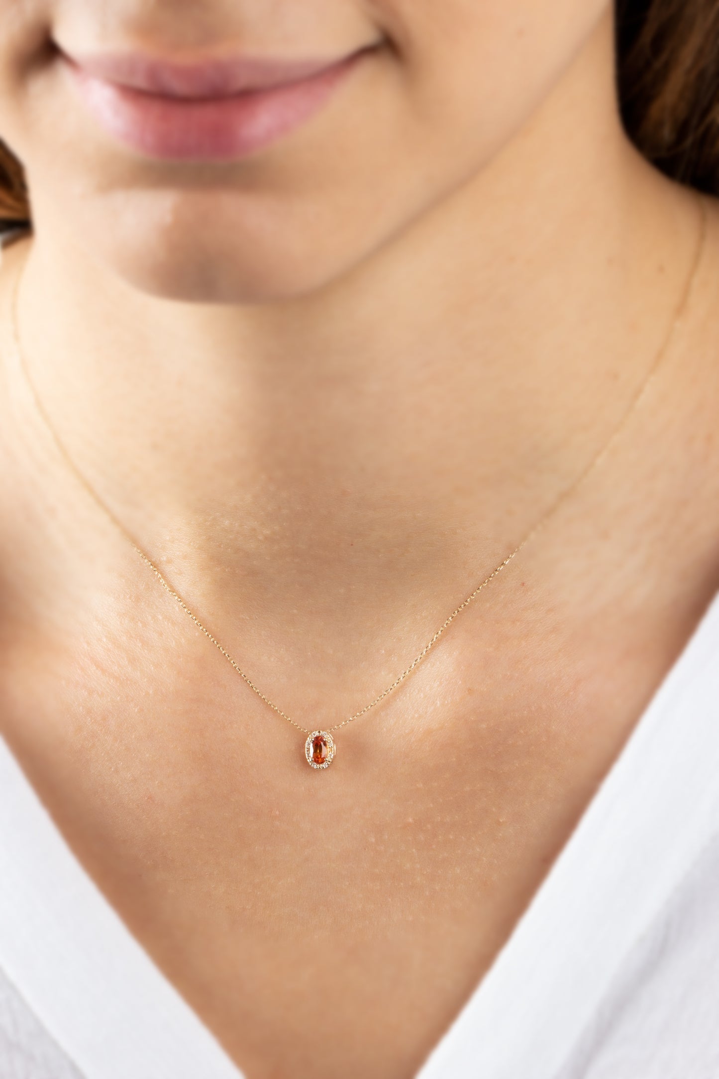 Oval Cut Citrine Necklace with Real Diamonds in 8K/10K/14K Solid Gold, November Birthstone Pendant