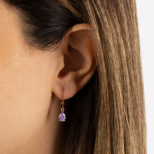 Dangle Drop Alexandrite Earring 8K/10K/14K Solid Gold, June Birthstone