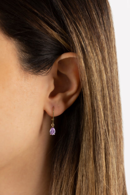 Dangle Drop Alexandrite Earring 8K/10K/14K Solid Gold, June Birthstone