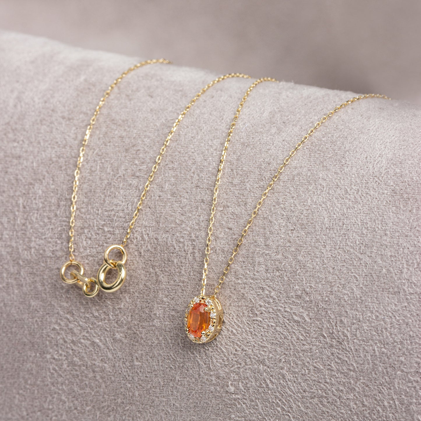 Oval Cut Citrine Necklace with Real Diamonds in 8K/10K/14K Solid Gold, November Birthstone Pendant
