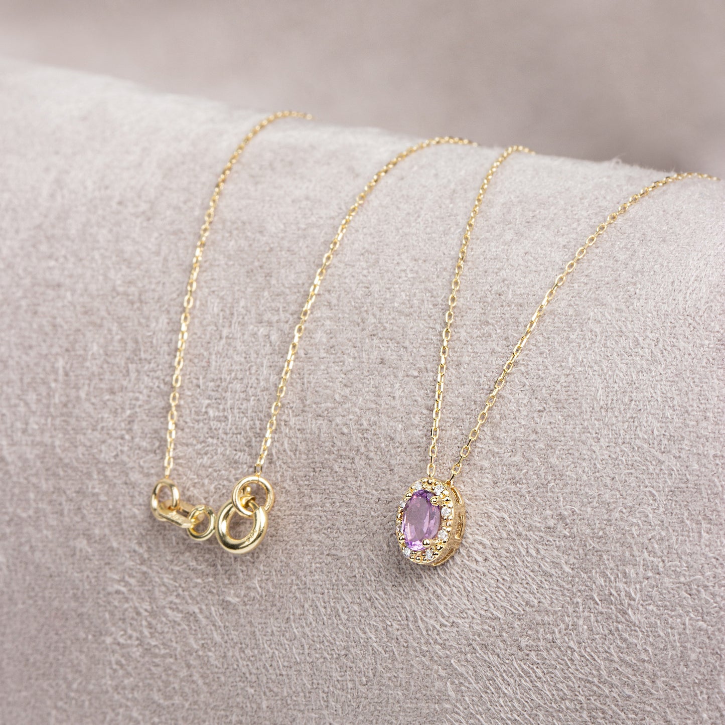 Oval Cut Alexandrite Necklace with Real Diamonds in 8K/10K/14K Solid Gold, June Birthstone Pendant