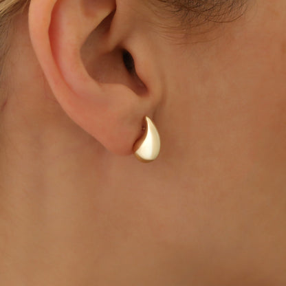 Large Drop Tear Earrings 14K Solid Gold