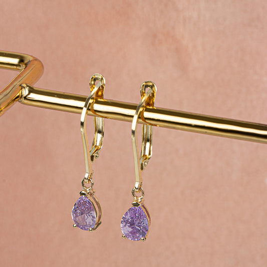 Dangle Drop Alexandrite Earring 8K/10K/14K Solid Gold, June Birthstone