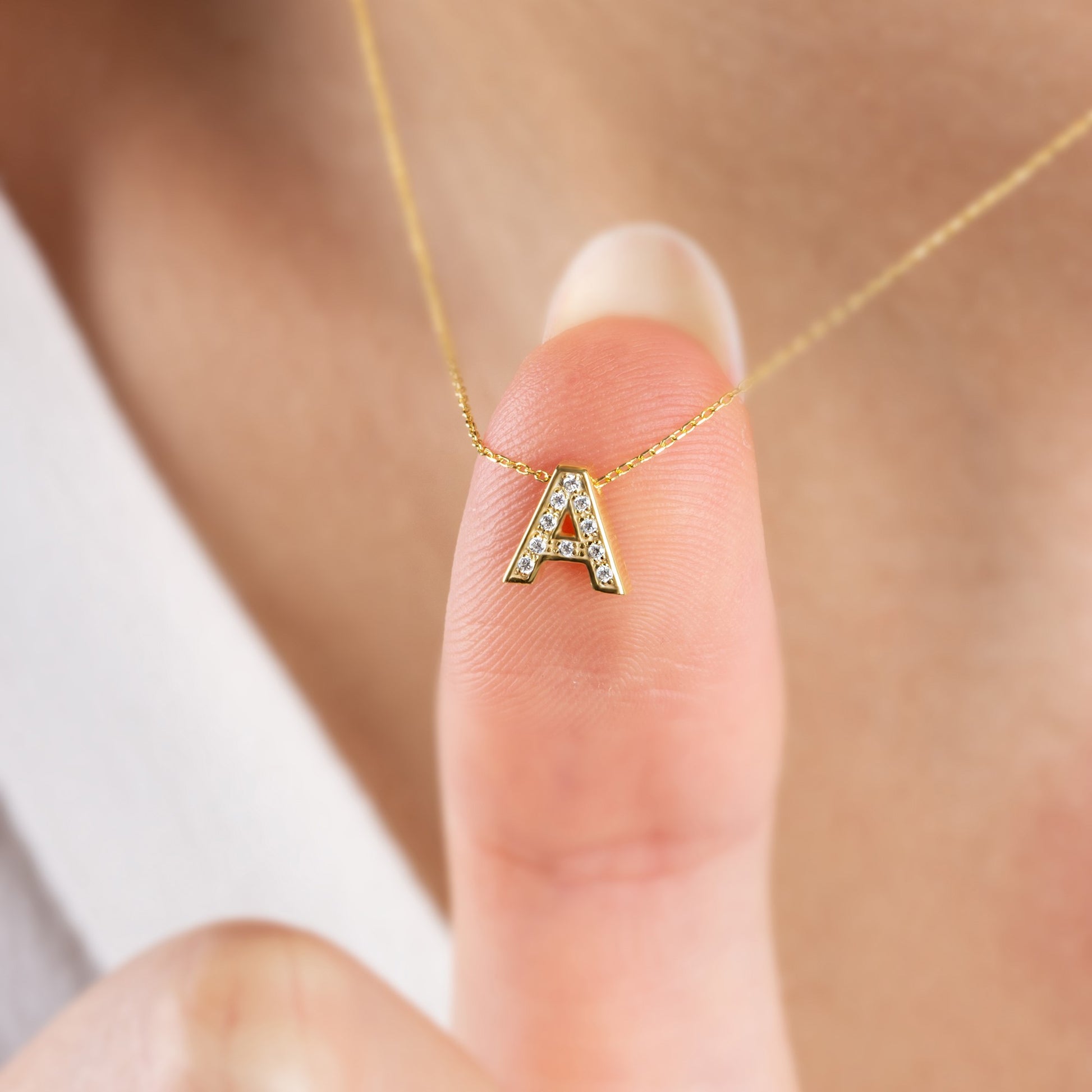 Letter Necklace with Real Diamonds | 14K Solid Gold Queen Jewelry Necklace