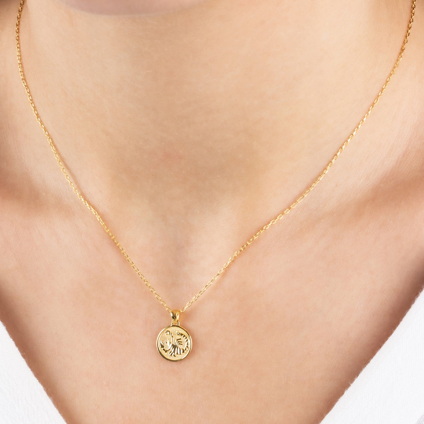 Scorpio Zodiac Necklace in 14K Solid Gold | Astrological Pendant Queen Jewelry Necklace