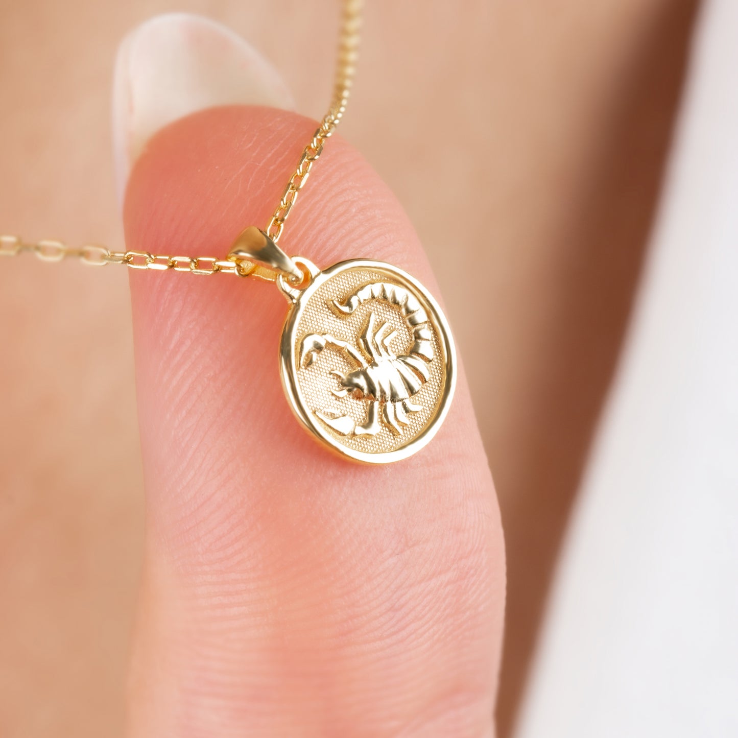 Scorpio Zodiac Necklace in 14K Solid Gold | Astrological Pendant Queen Jewelry Necklace