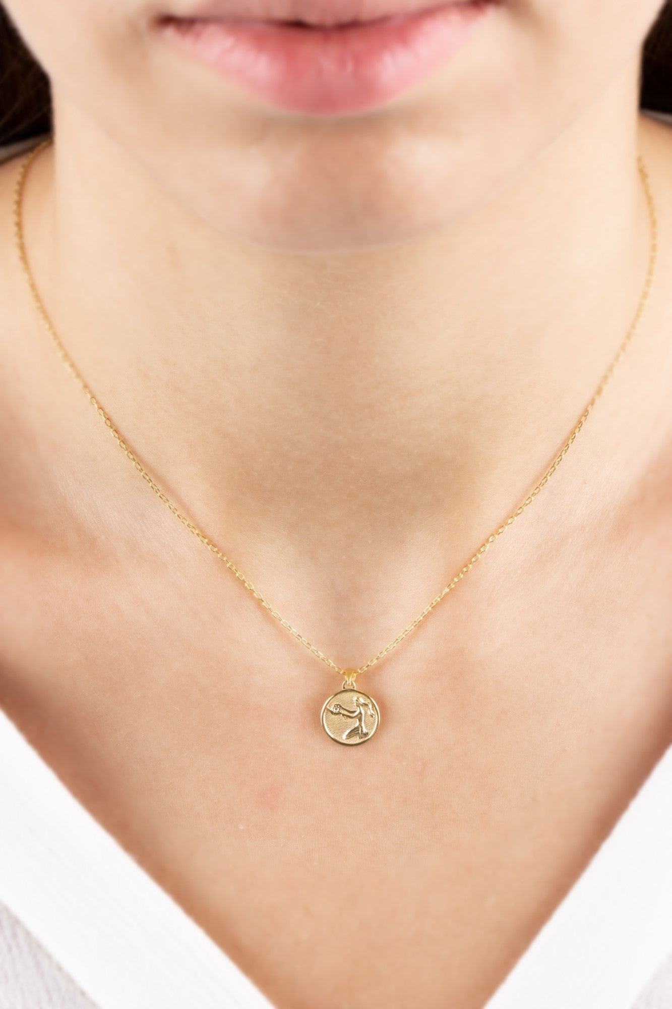 Virgo Zodiac Necklace in 14K Solid Gold | Astrological Pendant Queen Jewelry Necklace