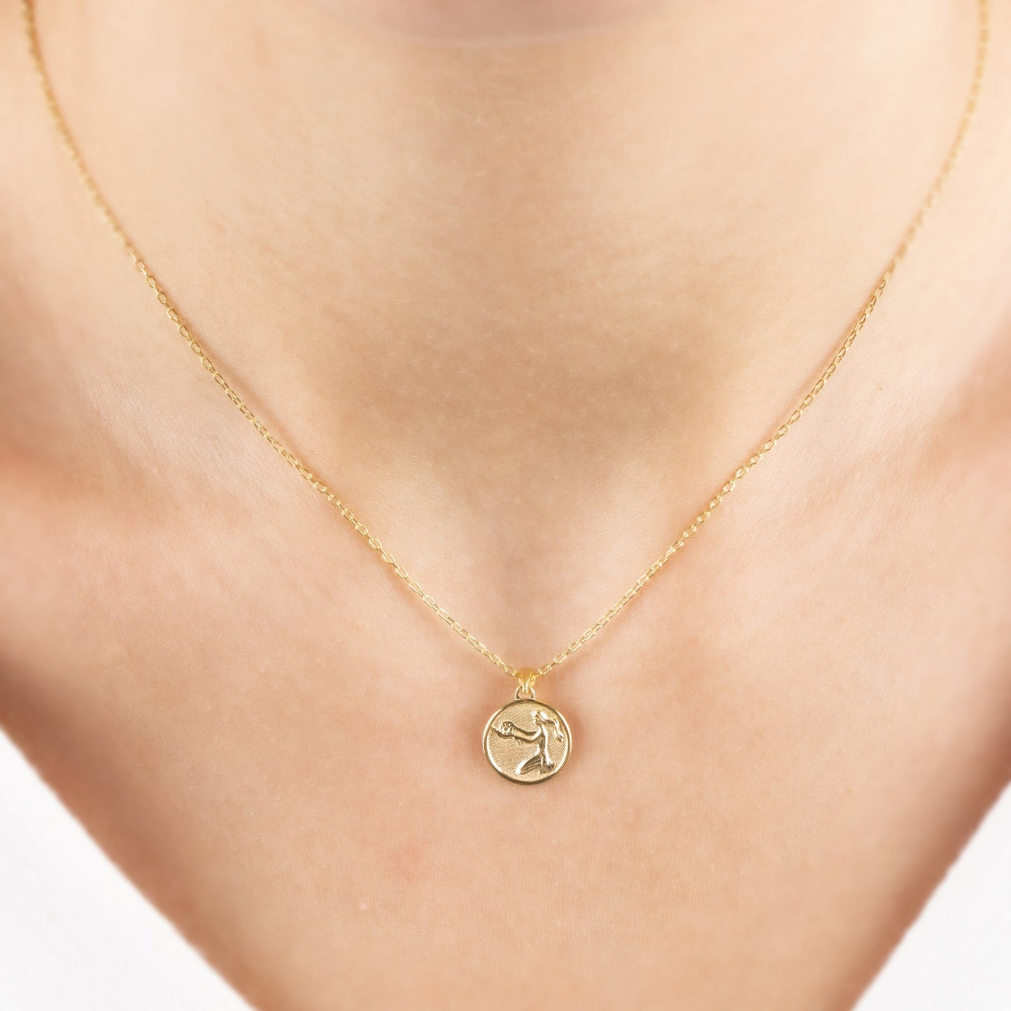 Virgo Zodiac Necklace in 14K Solid Gold | Astrological Pendant Queen Jewelry Necklace