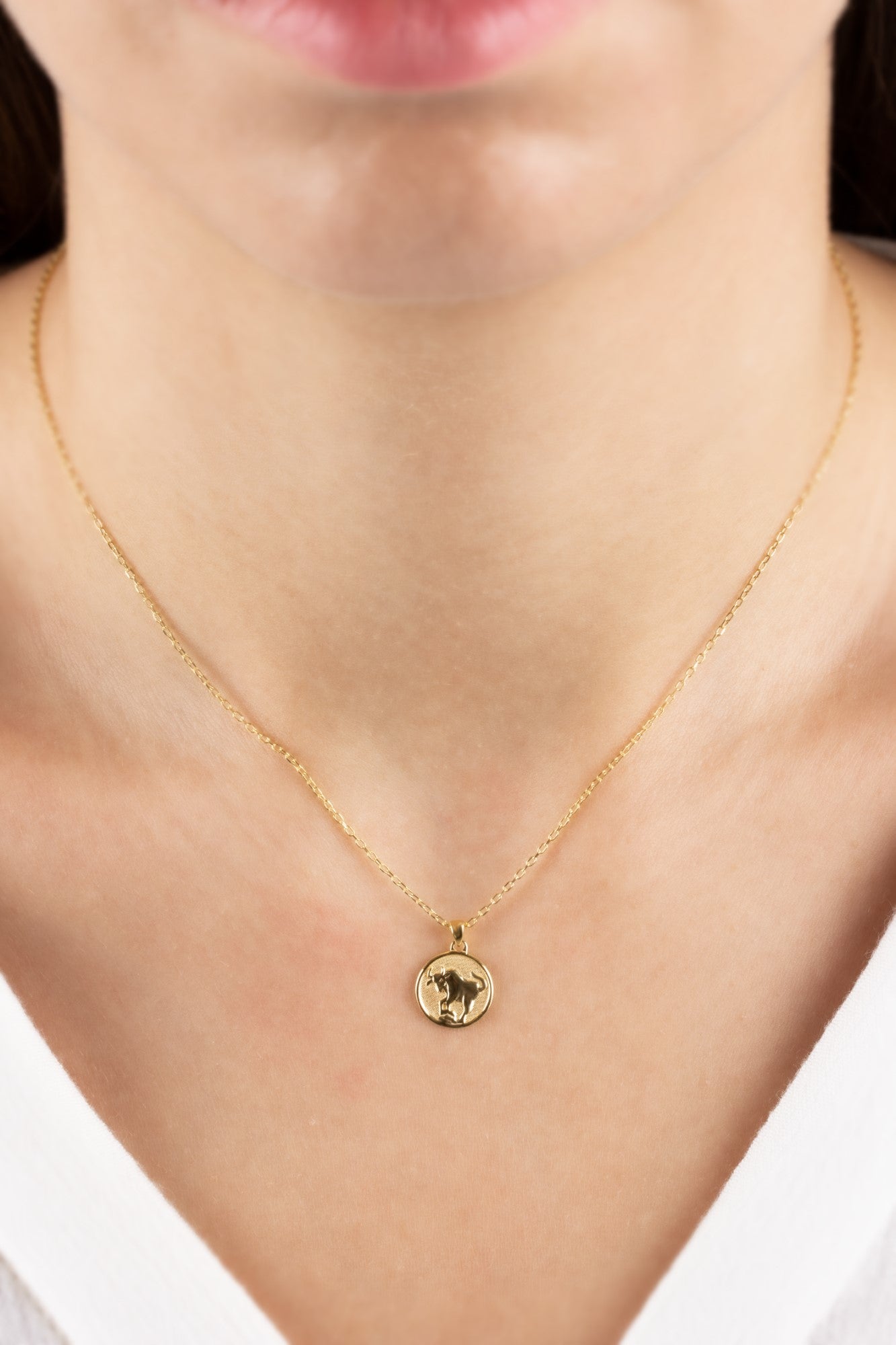 Taurus Zodiac Necklace in 14K Solid Gold | Astrological Pendant Queen Jewelry Necklace