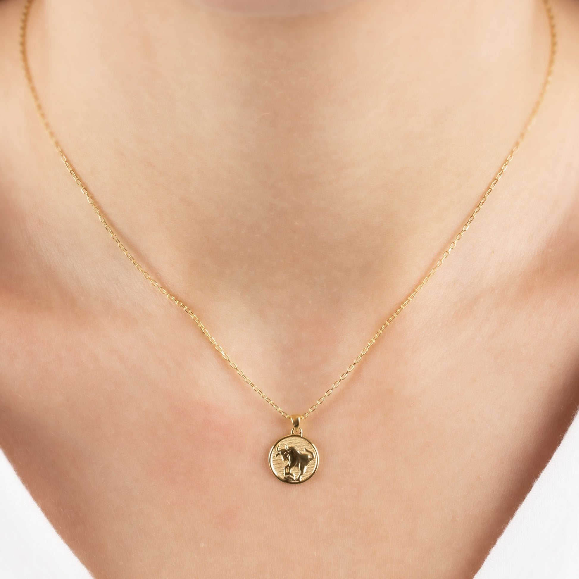 Taurus Zodiac Necklace in 14K Solid Gold | Astrological Pendant Queen Jewelry Necklace