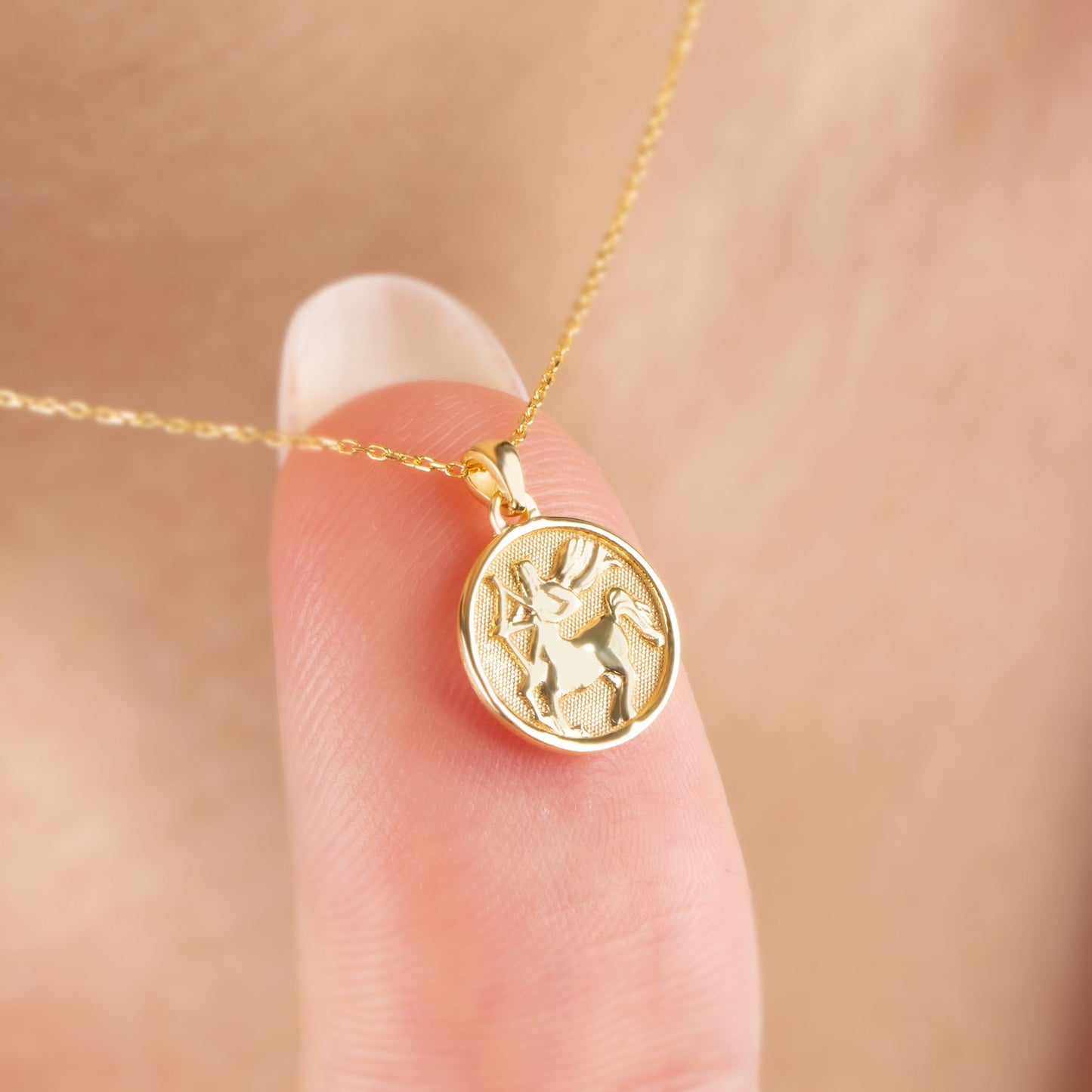 Sagittarius Zodiac Necklace in 14K Solid Gold | Astrological Pendant Queen Jewelry Necklace