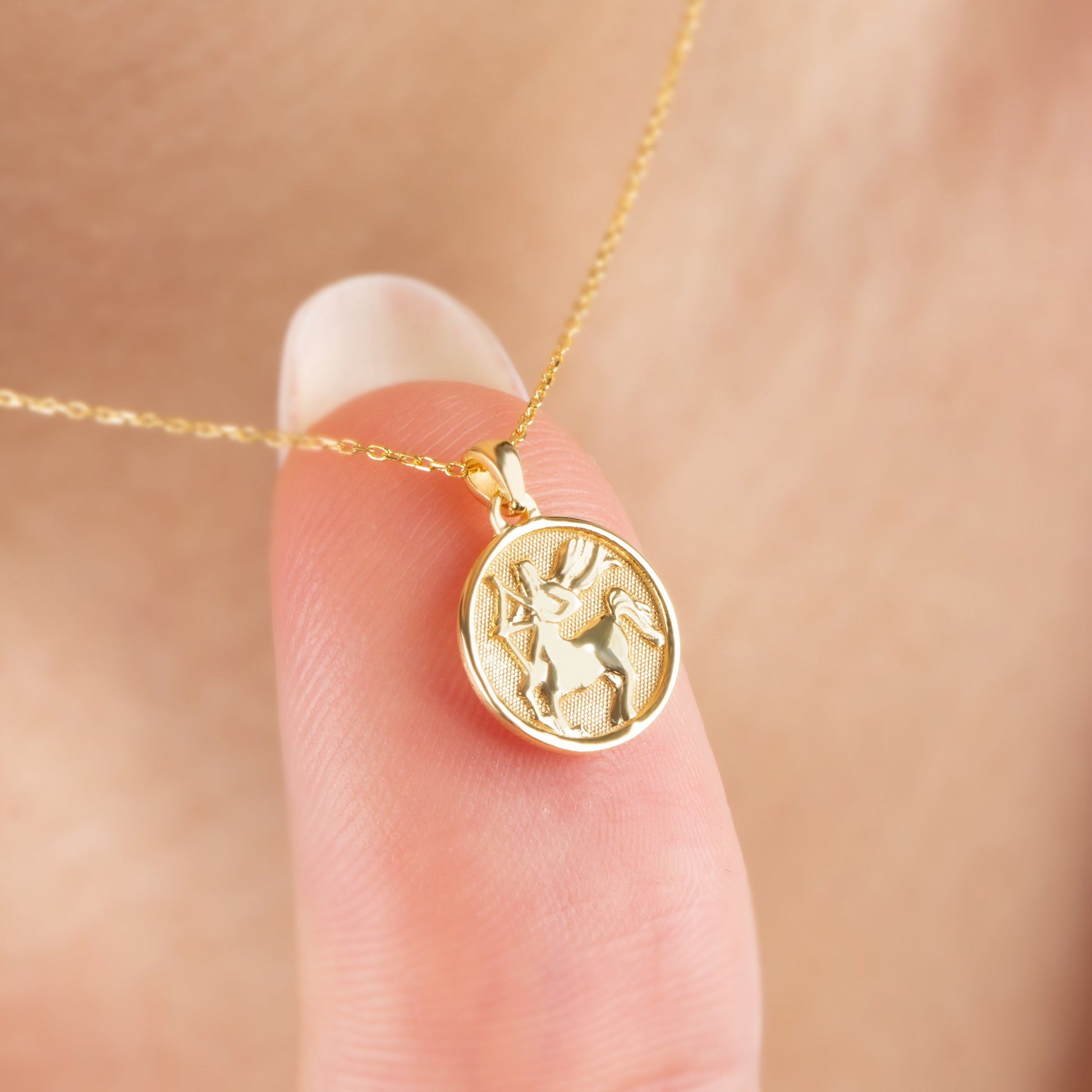Sagittarius Zodiac Necklace in 14K Solid Gold | Astrological Pendant Queen Jewelry Necklace