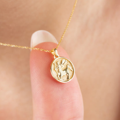 Sagittarius Zodiac Necklace in 14K Solid Gold | Astrological Pendant Queen Jewelry Necklace