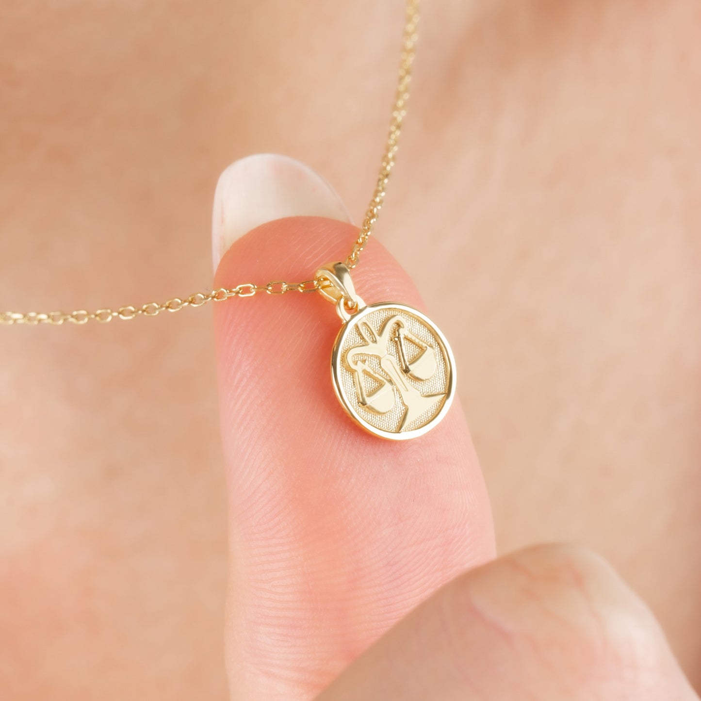 Libra Zodiac Necklace in 14K Solid Gold | Astrological Pendant Queen Jewelry Necklace
