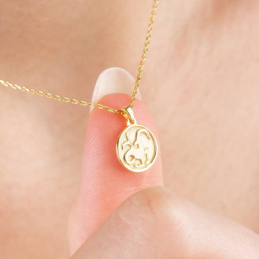 Capricorn Zodiac Necklace in 14K Solid Gold | Astrological Pendant Queen Jewelry Necklace