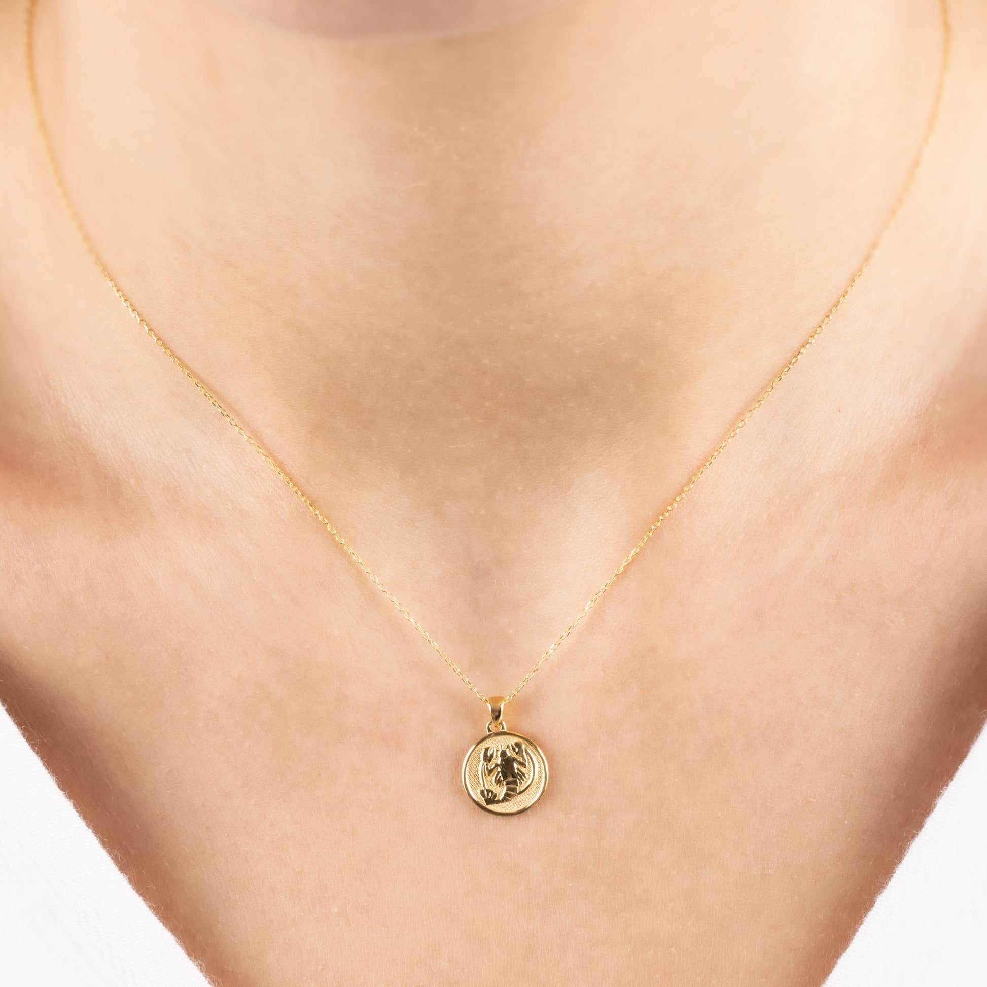 Cancer Zodiac Necklace in 14K Solid Gold | Astrological Pendant Queen Jewelry Necklace