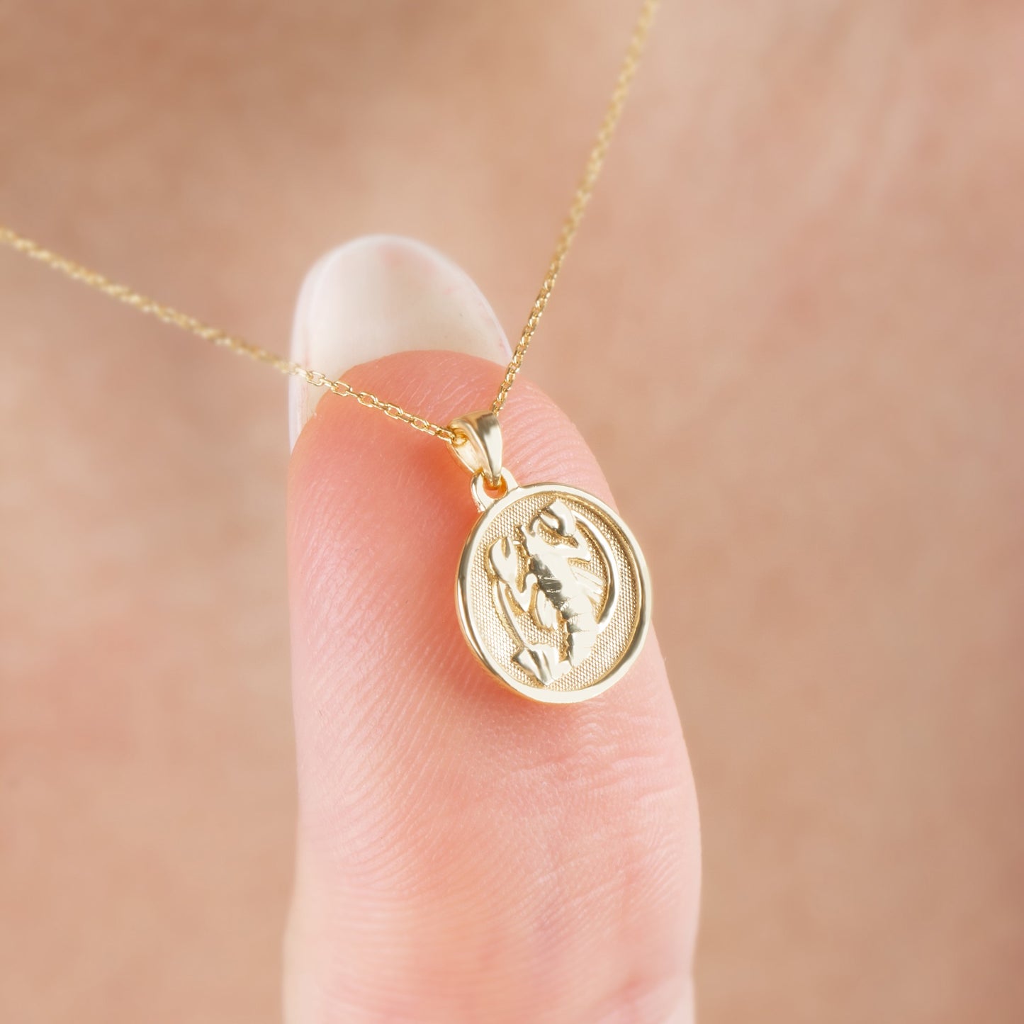 Cancer Zodiac Necklace in 14K Solid Gold | Astrological Pendant Queen Jewelry Necklace