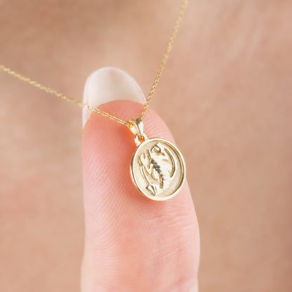 Cancer Zodiac Necklace in 14K Solid Gold | Astrological Pendant Queen Jewelry Necklace