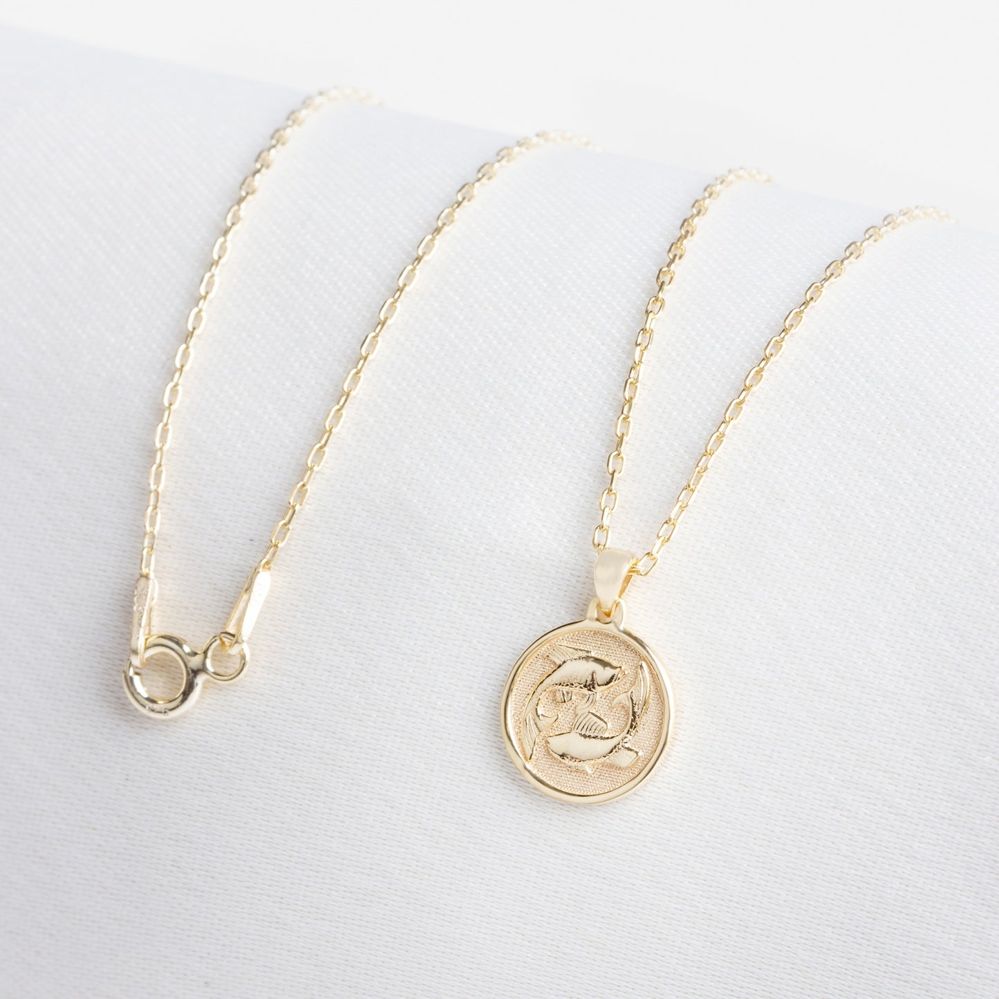 Pisces Zodiac Necklace in 14K Solid Gold | Astrological Pendant Queen Jewelry Necklace
