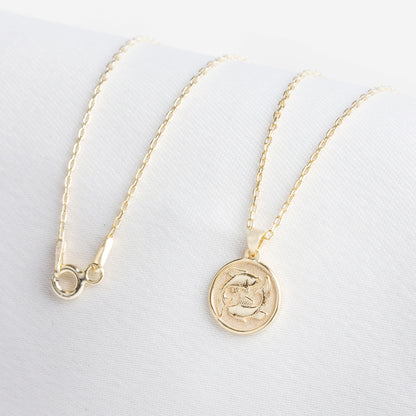 Pisces Zodiac Necklace in 14K Solid Gold | Astrological Pendant Queen Jewelry Necklace