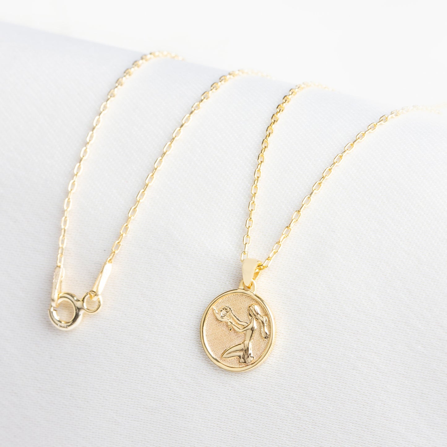 Virgo Zodiac Necklace in 14K Solid Gold | Astrological Pendant Queen Jewelry Necklace