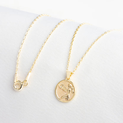 Virgo Zodiac Necklace in 14K Solid Gold | Astrological Pendant Queen Jewelry Necklace