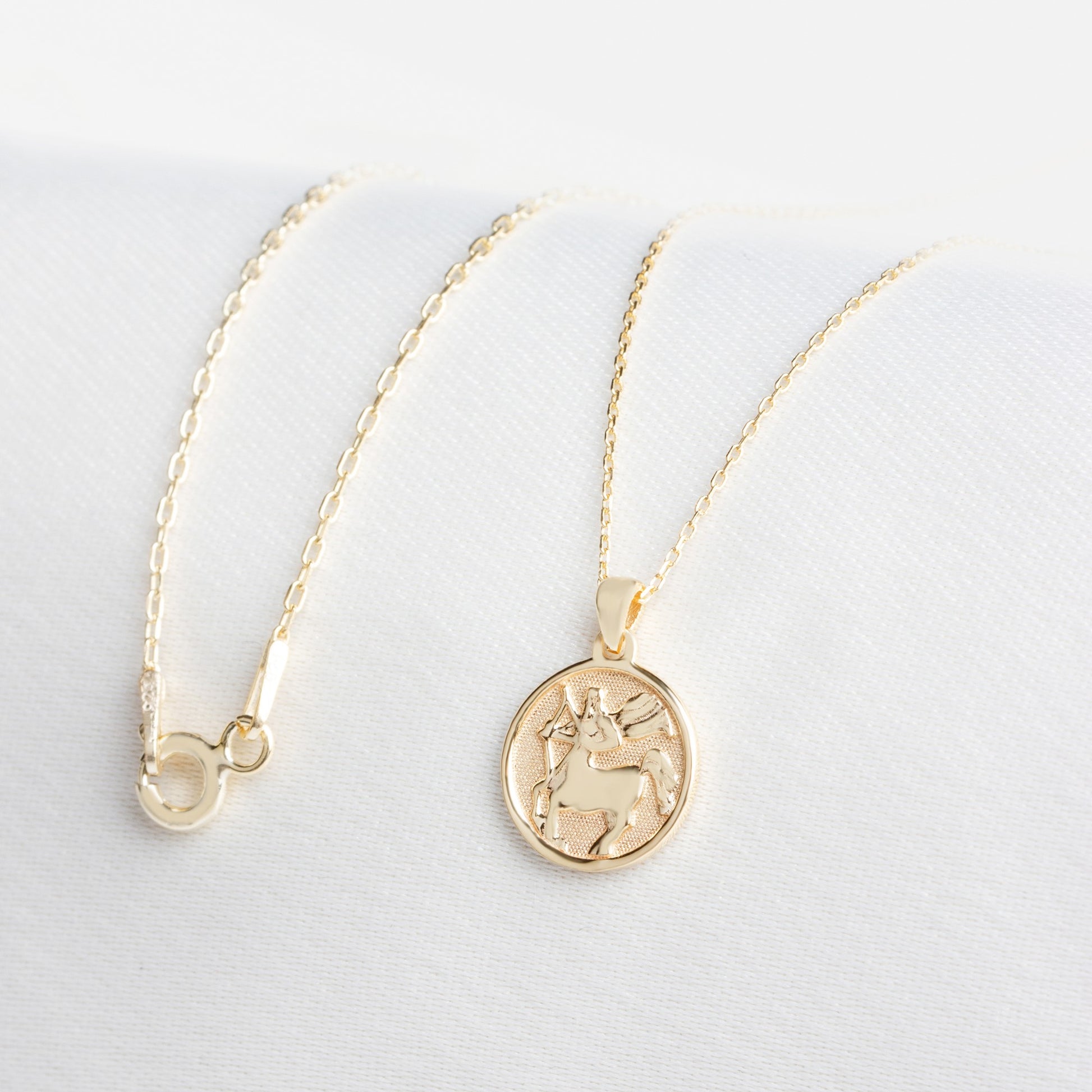Sagittarius Zodiac Necklace in 14K Solid Gold | Astrological Pendant Queen Jewelry Necklace