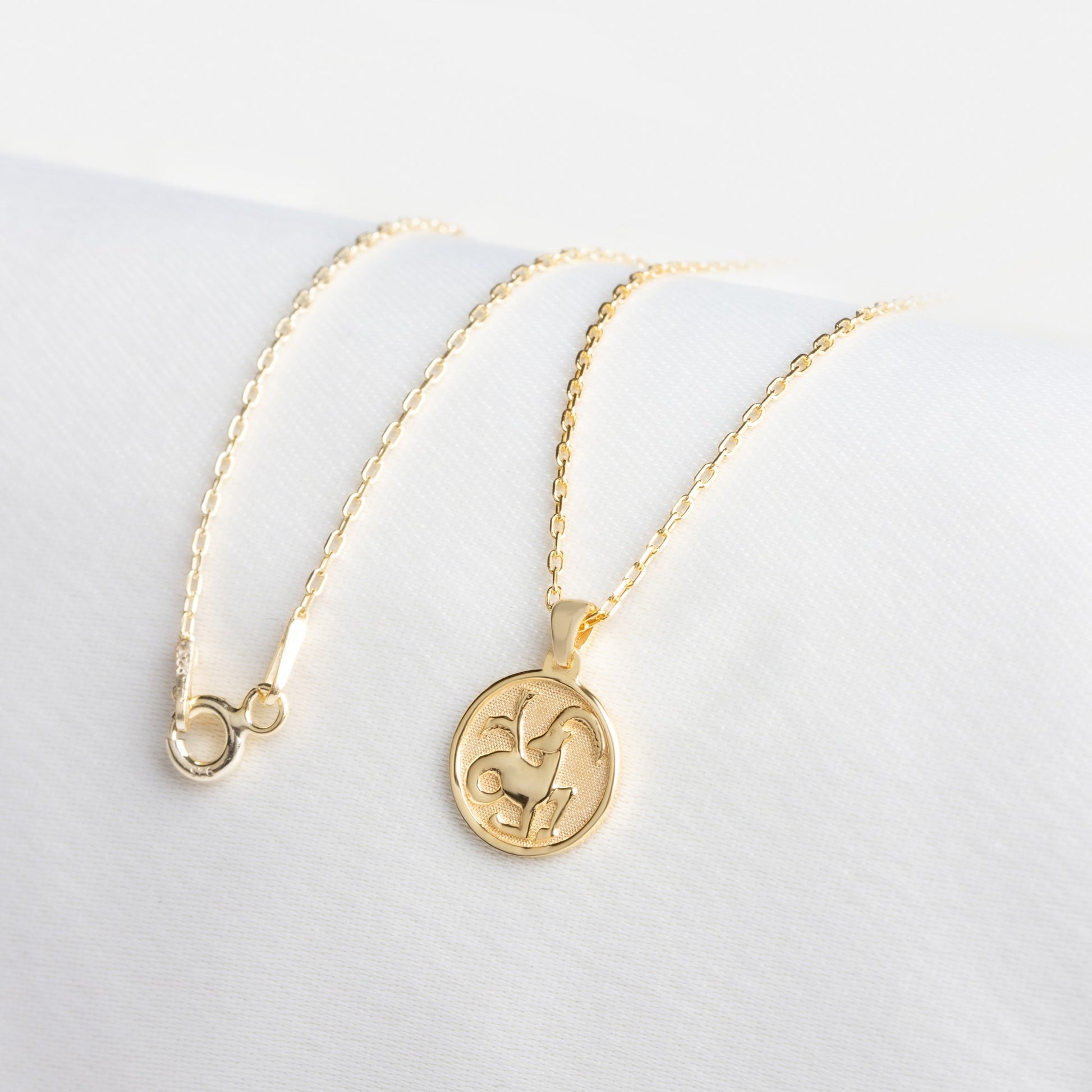 Capricorn Zodiac Necklace in 14K Solid Gold | Astrological Pendant Queen Jewelry Necklace