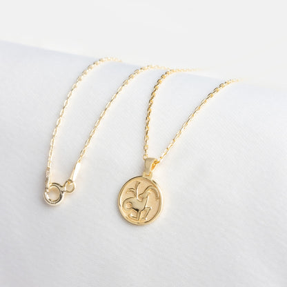 Capricorn Zodiac Necklace in 14K Solid Gold | Astrological Pendant Queen Jewelry Necklace