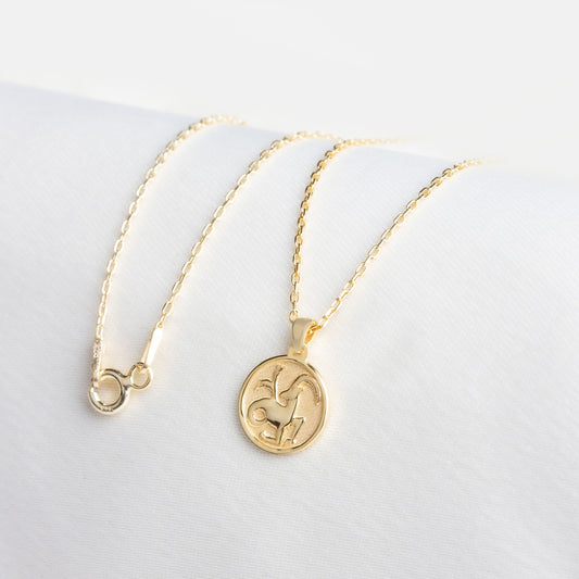 Capricorn Zodiac Necklace in 14K Solid Gold | Astrological Pendant Queen Jewelry Necklace