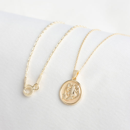 Cancer Zodiac Necklace in 14K Solid Gold | Astrological Pendant Queen Jewelry Necklace