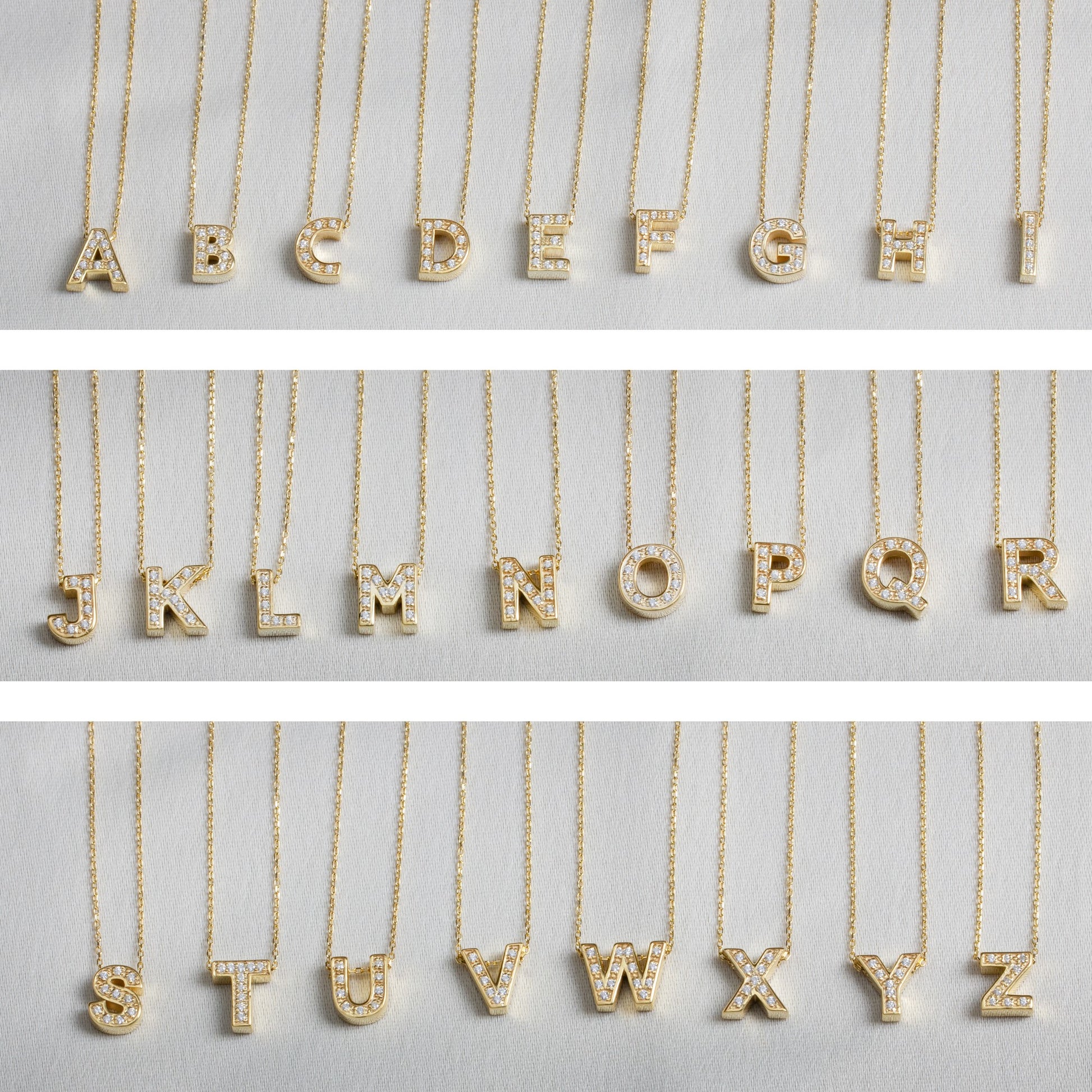 Letter Necklace with Real Diamonds | 14K Solid Gold Queen Jewelry Necklace