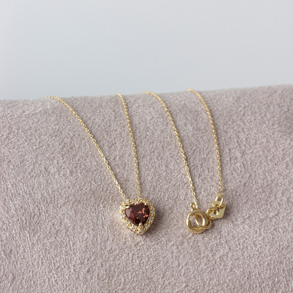 Smoky Quartz Heart Necklace with Real Diamond, 8K/10K/14K Solid Gold