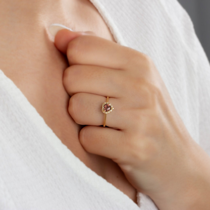 Real Diamond Heart Smoky Quartz Ring 8K/10K/14K Solid Gold