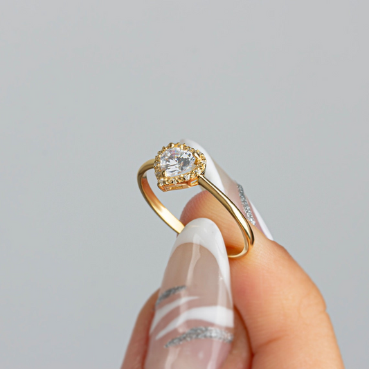 Real Diamond Heart White Topaz Ring 8K/10K/14K Solid Gold
