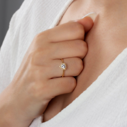 Real Diamond Heart White Topaz Ring 8K/10K/14K Solid Gold